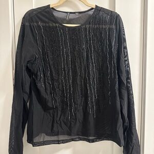 Ellen Tracy Black Beaded Blouse